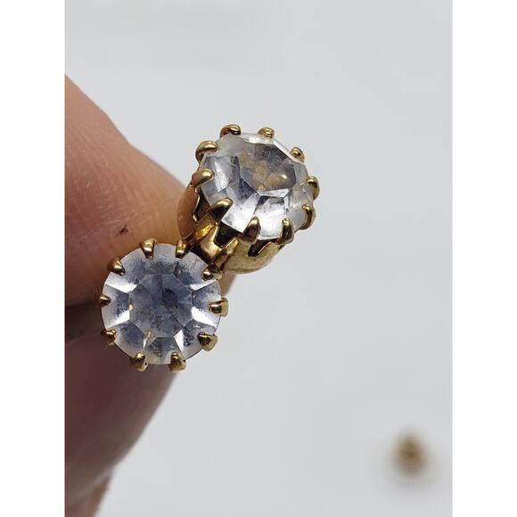 Vintage convertible Rhinestone Earring Jackets Crystal Stud gold toned - Picture 4 of 11